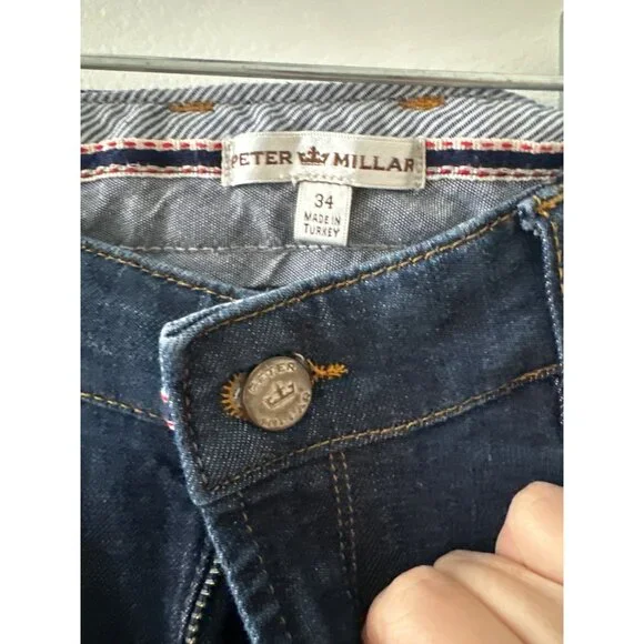 Peter Millar Mens Denim Jeans Size 34 Blue Cotton/Elastane Dark Wash